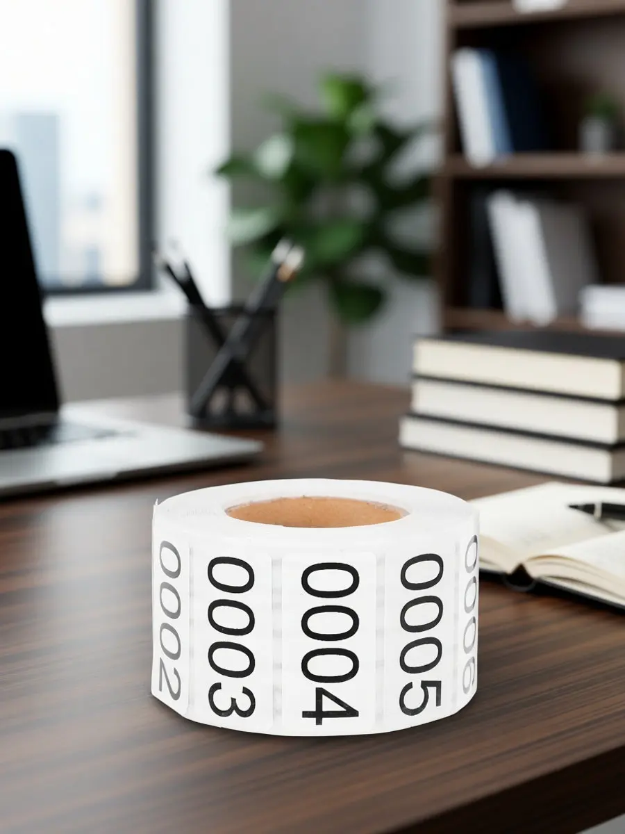 1 Roll Consecutive Number Labels 0001-1000 Rectangular Adhesive Stickers for Inventory Management File Organization