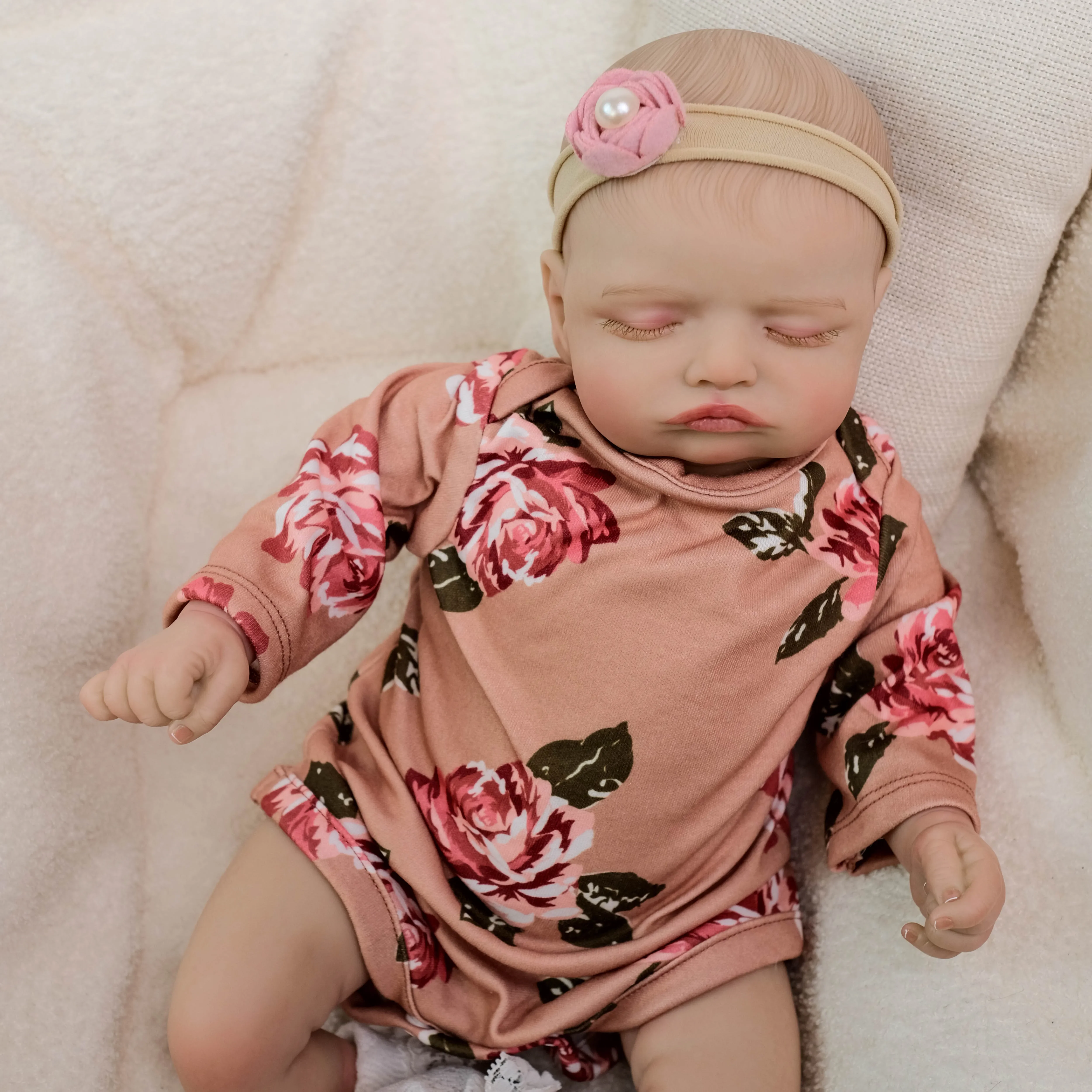 DLS 18inch Soft Body Doll Rosalie Newborn Baby Reborn Doll Hand Paint with Genesis High Quality 3D skin Tone Come With Cloth