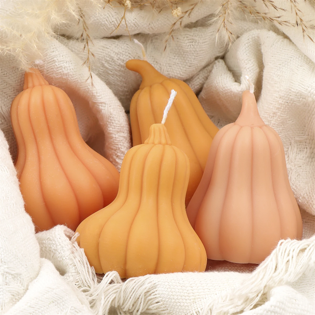Pear-Shaped Pumpkin Silicone Mold for Candles Soap and Resin Crafts-DIY Plaster Polymer Clay Decorations 3D Pumpkin Candle Mold