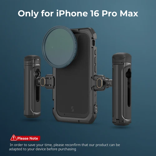 Imagen 2 del producto Jaula de vídeo móvil SmallRig para iPhone 16 Pro para iPhone 16 Pro Max para grabación de vídeo/YouTube/tiras, con mango lateral giratorio
