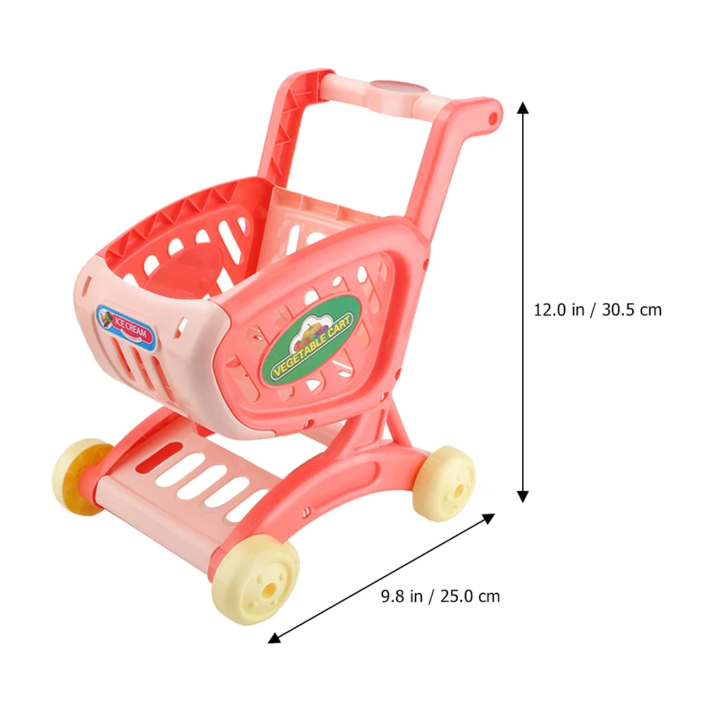 Rollenspel voor kinderen Winkelwagen Speelgoedsimulatie Trolley voor kinderen Voedselkar Opbergrek Baby Roze Speeltijdaccessoires