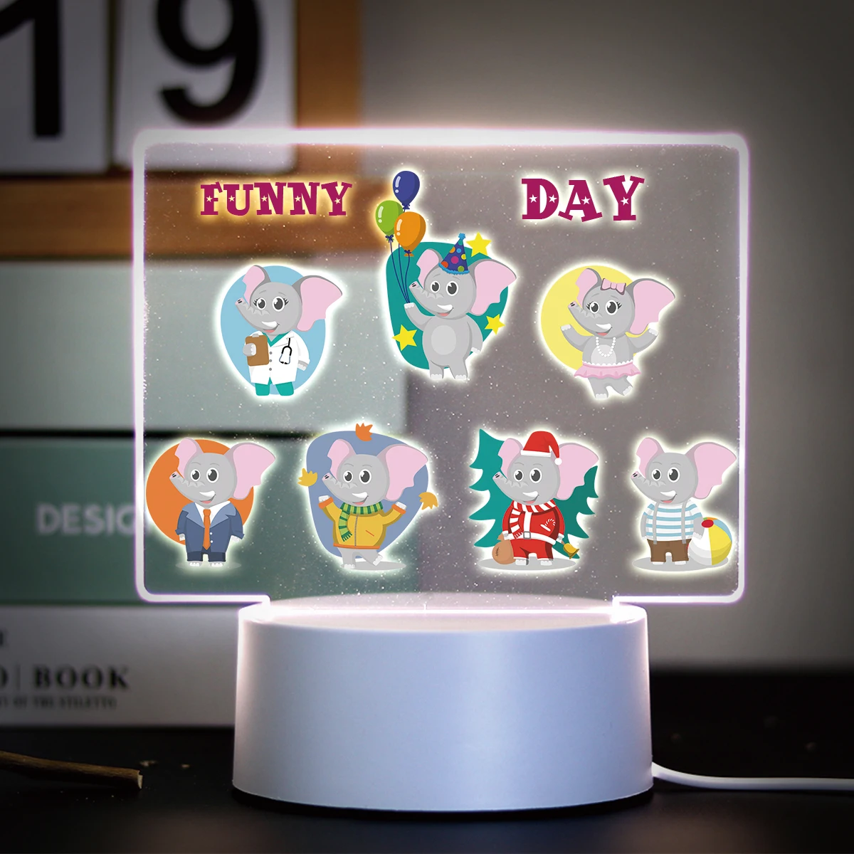 Luz de noche LED Arcylic 3D de dibujos animados para niños, lámpara de mesa para el hogar de dormitorio, regalo de cumpleaños para niños y niñas, popular, mundo famoso