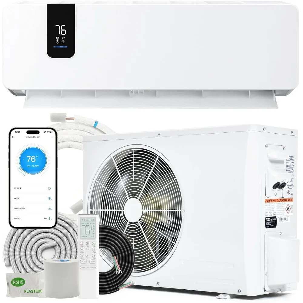 18000 BTU Mini Split AC & Heat Pump, 20 SEER2 Inverter, 208-230V Pre-charged, Wifi, Cools 1250 Sq. Ft, Custom