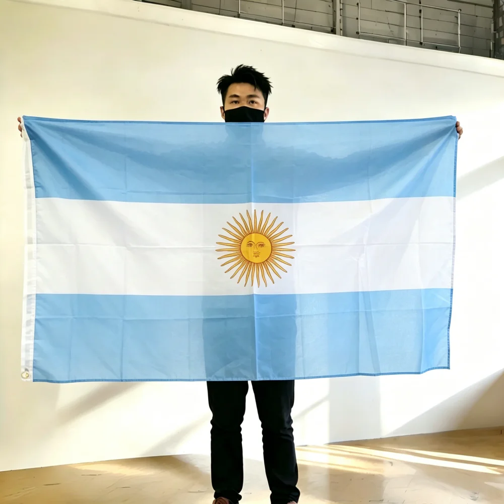 Argentina National Flag 150x90cm Large 3x5 FT Polyester UV Resistant Double Stitched Outdoor Indoor Decoration