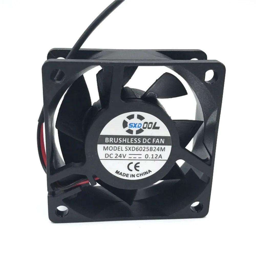 

SXD6025B24M 60x60x25mm Dual Ball DC 24V 0.12A 2P 5000RPM 25.4CFM Axial Case Cooling Fan - High Airflow for Reliable