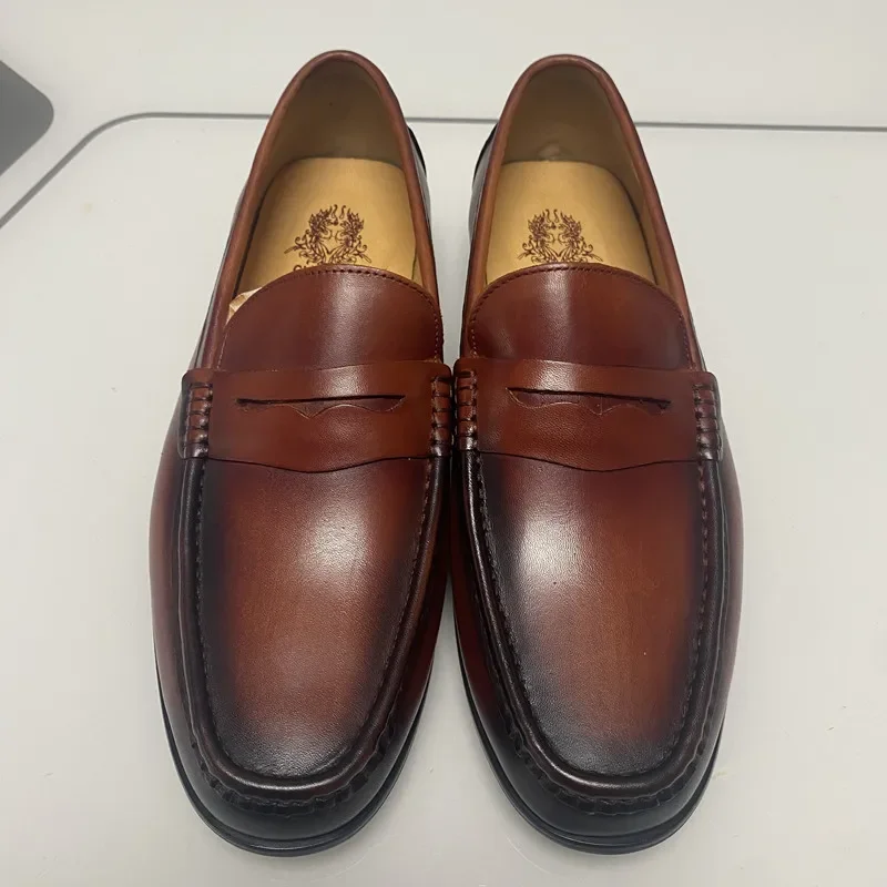 

Luxury Mesn Penny Loafers Genuine Leather Shoes Men Black Casual Business Dress Shoes Man Wedding Party Office Fashion Shoes