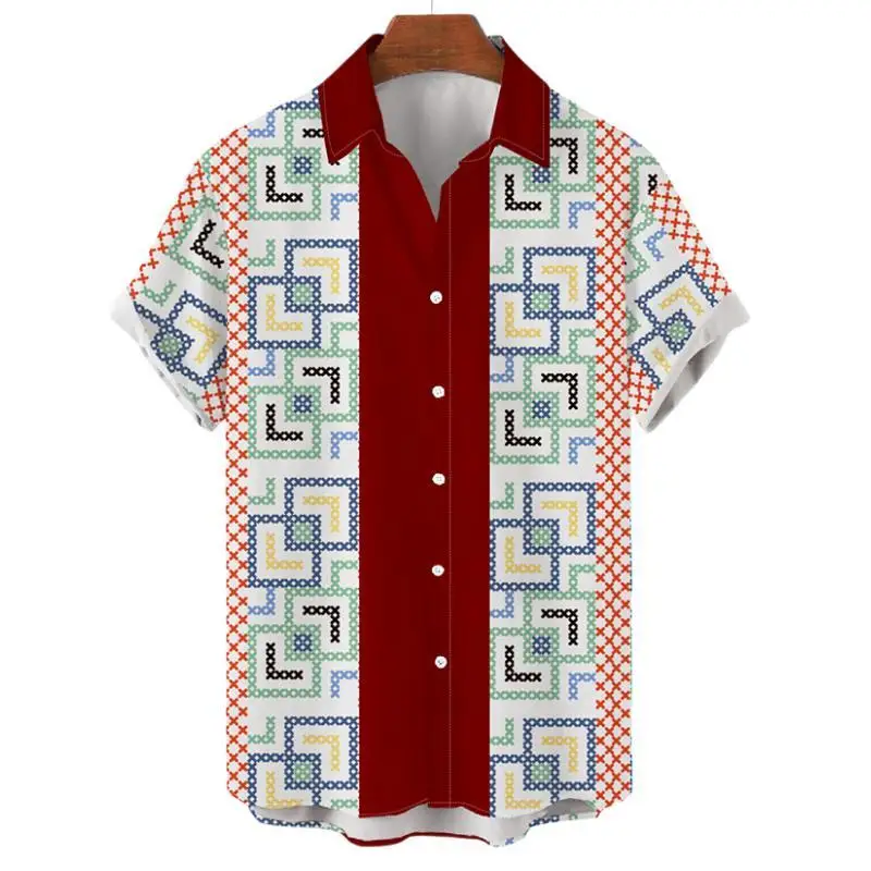 Camicia stampata sociale oversize hawaiana da uomo estate modello cartone animato stile moda Camisa Harajuku Streetwear resort vestiti