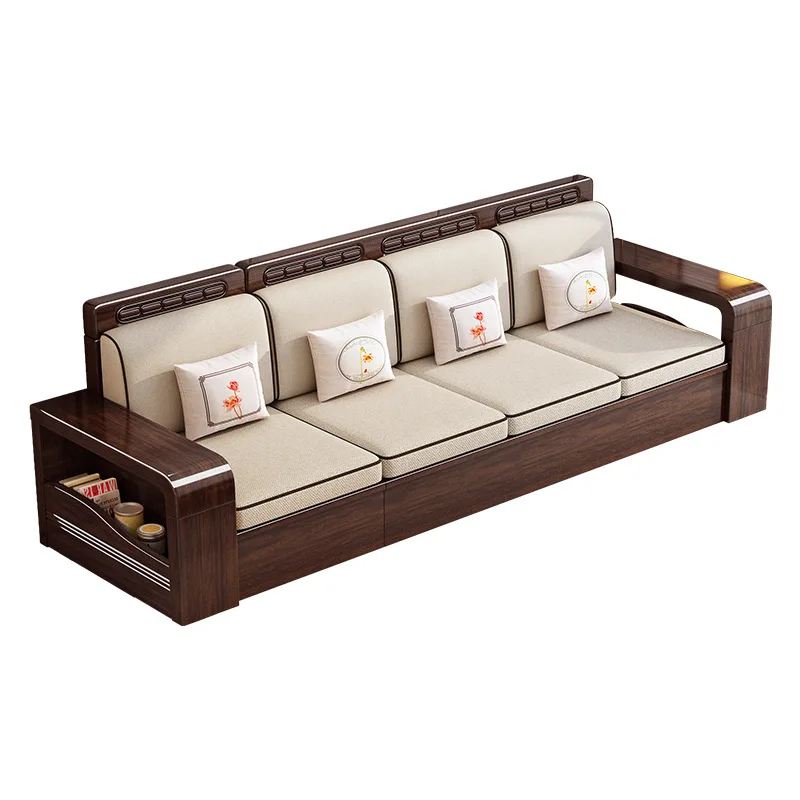 New Chinese-style all-solid wood sofa combination purple gold sandalwood Chinese-style winter and summer dual-purpose