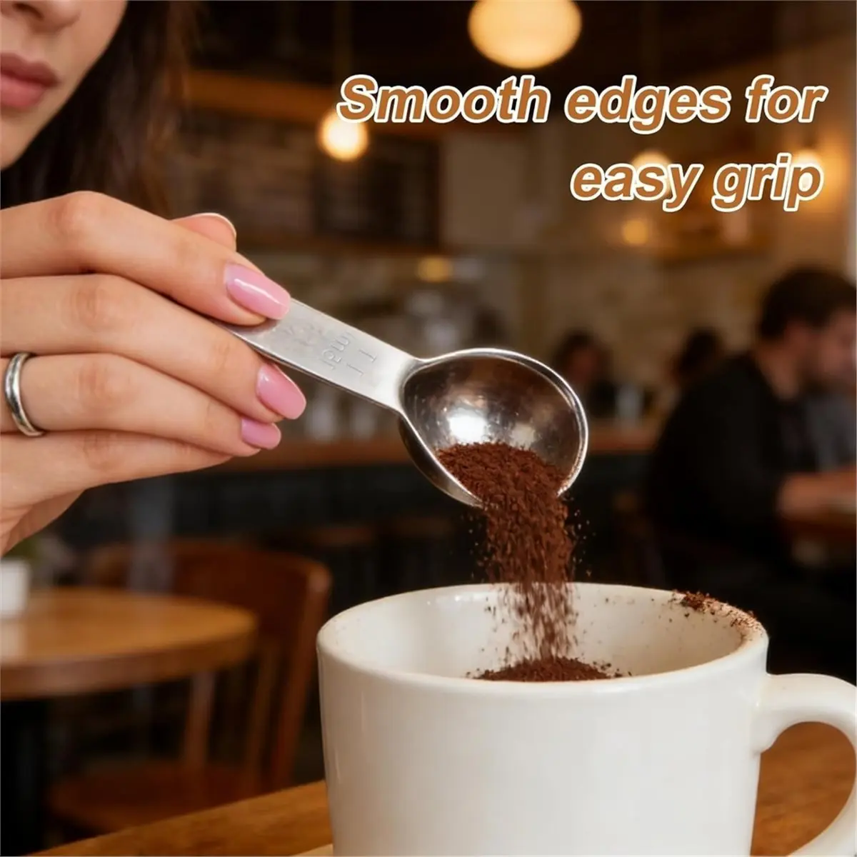 4 Pack 15ml 304 Stainless Steel Coffee Scoop, Short Handle Measuring Spoon for Ground Coffee/Beans, Fits in Canisters