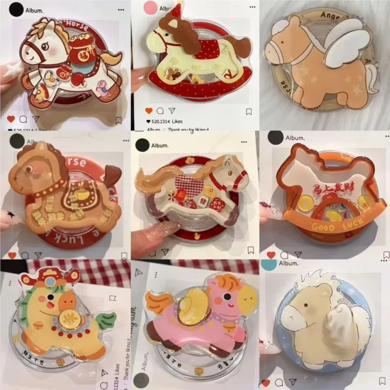 

For Magnetic phone grip cute cartoon horse Korea Japan Kawaii phone holder foldable and detachable universal phone accessories