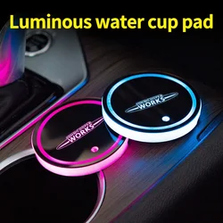 Led Car Water Cup Mat Drink Holder for Mini Cooper JCW S F54 F55 F56 F60 R50 R53 R55 R56 Emblem Auto Interior Decorative Lights