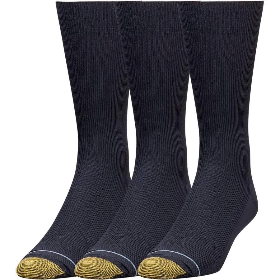 

GOLDTOE Men's Metropolitan Crew Dress Socks 3Pairs for Formal Wear and Daily Comfort Premium Cotton Blend with Arch Support and