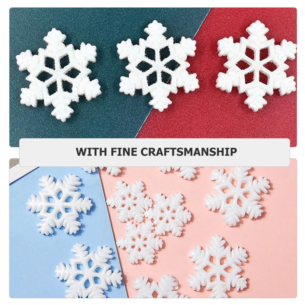 40 Uds. De abalorios de copo de nieve de simulación, adorno artesanal DIY para decoración de carcasa de teléfono, accesorios para el cabello, accesorio para el hogar, apliques de copo de nieve