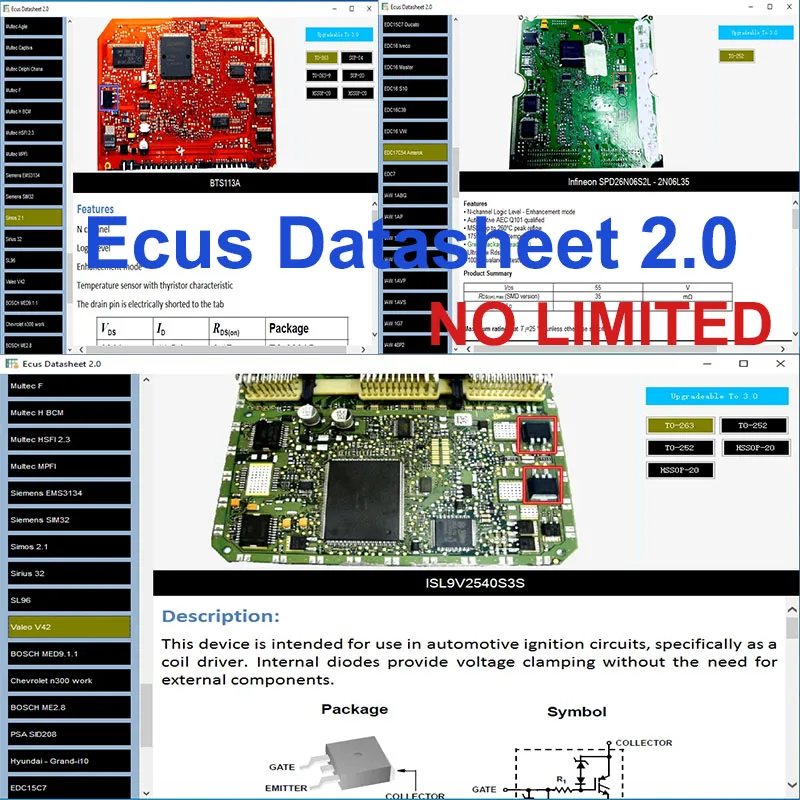 

Latest Ecus Datasheet 2.0 ECU Repair Software PCB Schematics with Electronic Components of Car ECUs and Additional Information