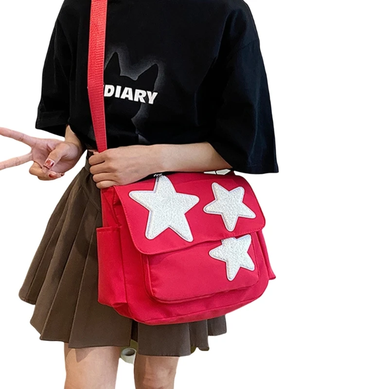 Bolso bandolera con estampado estrellas, bandolera estética para mujeres y niñas