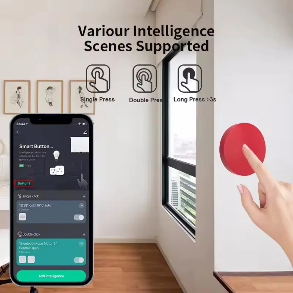 ZigBee Button Scene Switch Intelligent Linkage Smart Switch Battery Powered Automation Zigbee Device Tuya Smart Life APP Control