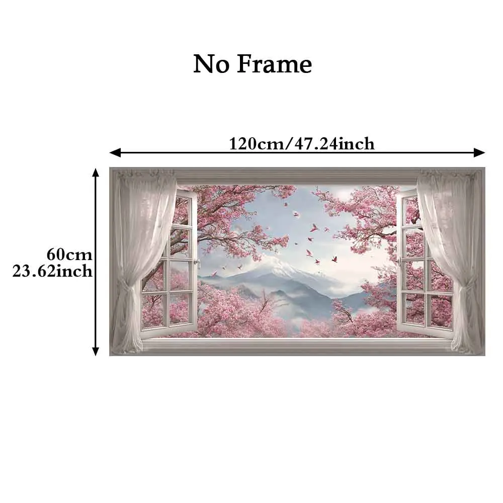 [2D Flat]1pc 23.62*47.24in/60*120cm UnFramed Cherry Blossom Canvas Wall Art Mural Home Decoration