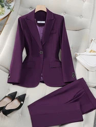 Blazer formel et surintendant pour femme, ensemble 2 pièces, pantalon imbibé, veste femme, vêtements de travail d'affaires, dames de bureau, automne, hiver