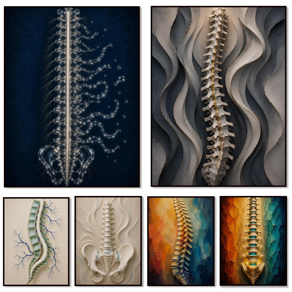 Cervical spine, neutral spinal anatomy art, atlas, radiology decoration, chiropractor art, neurology clinic decoration poster
