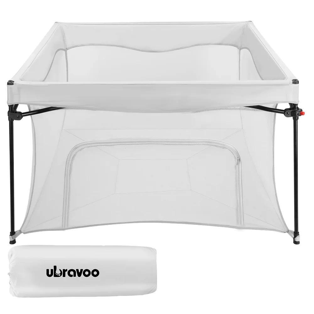 UBRAVOO Baby Playpen Playard  with Storage Bag,Indoor & Outdoor Kids Toddlers Activity Center,Foldable & Portable-Grey