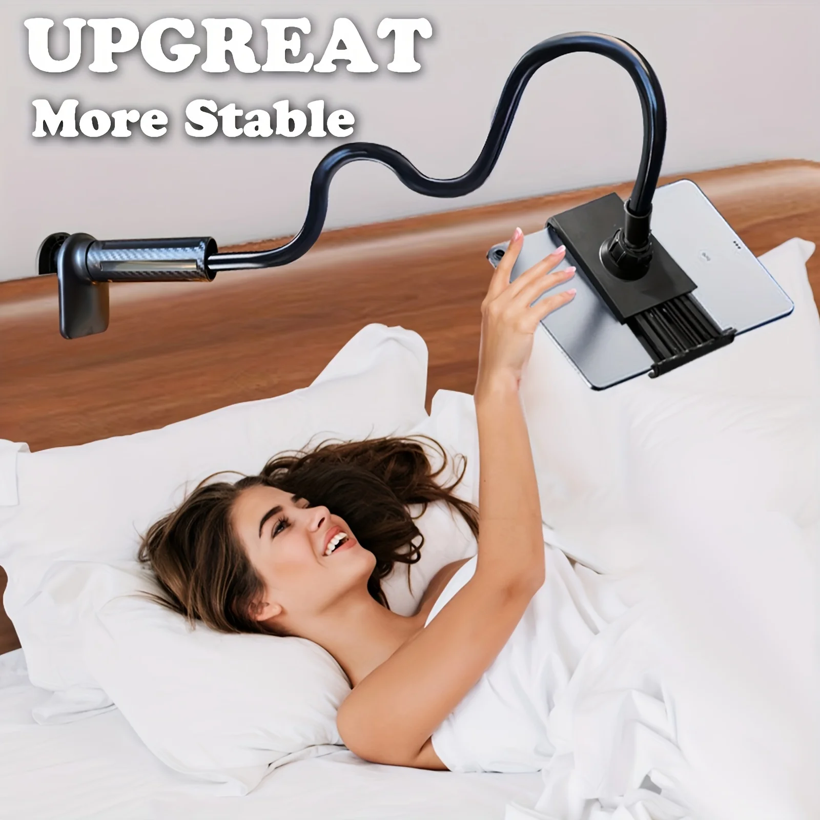 360 Degree Rotating Tablet Phone Holder Spiral Base, Suitable for Beds, Headboards, Desks, Long Arm Phone Tablet Holder