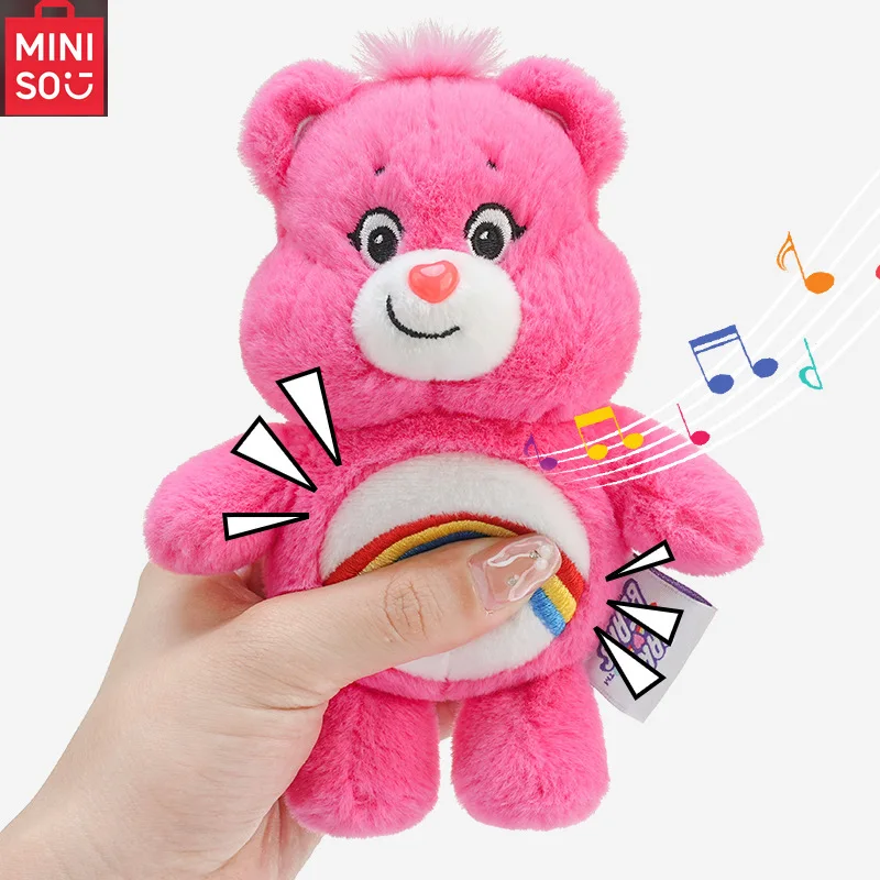 Sanrio Pluche Kawaii Carebears Regenboog Beer Pluche Anime Hobby Speelgoed Sleutelhanger Tas Hanger met Geluid Poppen Kerst Verjaardagscadeaus