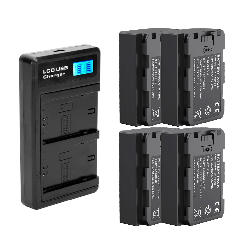 Kit 4 Battery NP-FZ100 + Sony A7iii A7iv Fx30 FX3 Charger