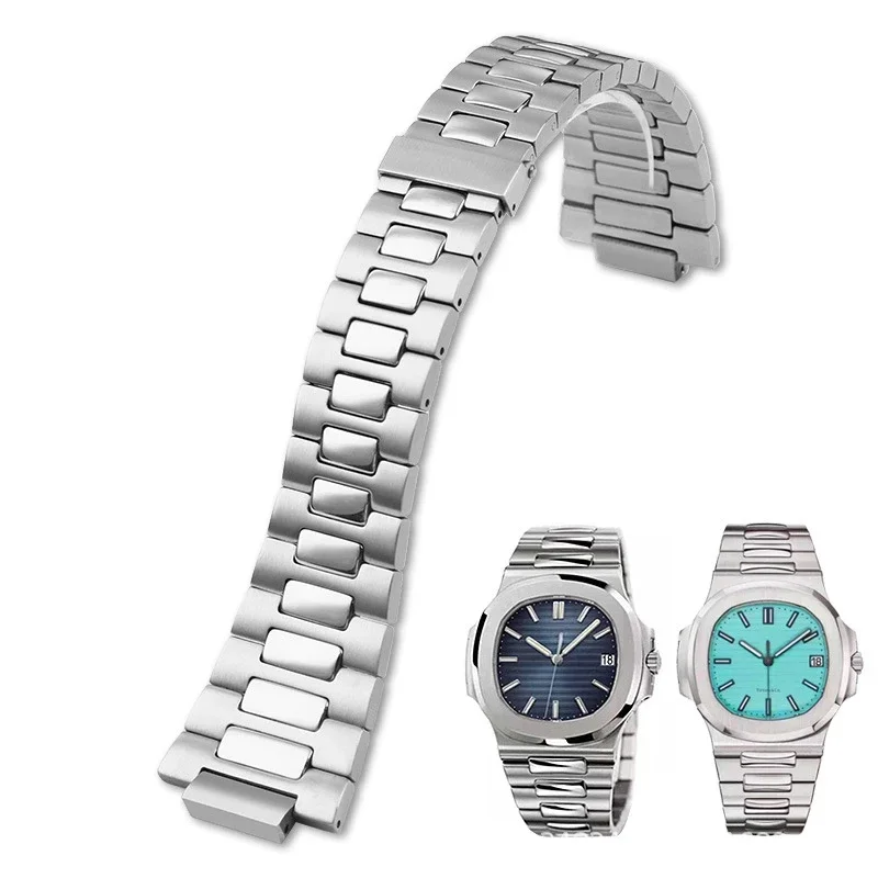 For Patek Philippe Watchband Steel Belt PP Nautilus 5711 5712 Male Convex Fine Steel Watch Strap 25mm*13mm Watch Accessories