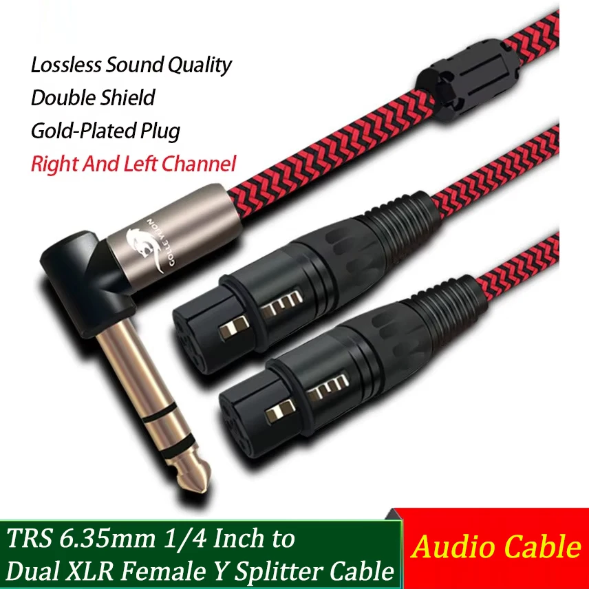 

TRS 6.35mm 1/4 Inch to Dual XLR Female Y Splitter Cable for Microphone Mixer Guitar Amp Speaker - Shielded Audio Cable