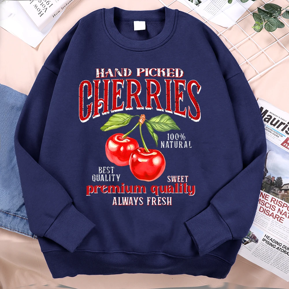 Hand verlesene Kirschen Premium-Qualität Hoodies Herren Harajuku lose Hoody übergroße lose Kleidung Mode Fitness Sweatshirt Frauen
