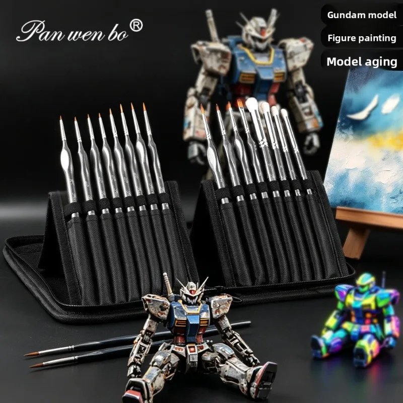 ペイントブラシセット-16本セット-モデル手作りディテールブラシ-ナイロン水彩ガッシュライニングブラシ-アーティスト用画材-オイルペイント用