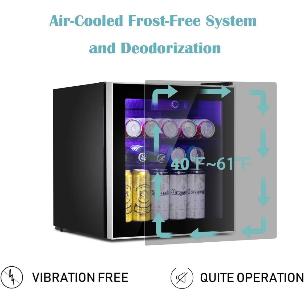 rMini Fridge Cooler 60 Can Beverage Refrigerator Glass Door for Beer Soda Wine Small Drink Dispenser Clear Front