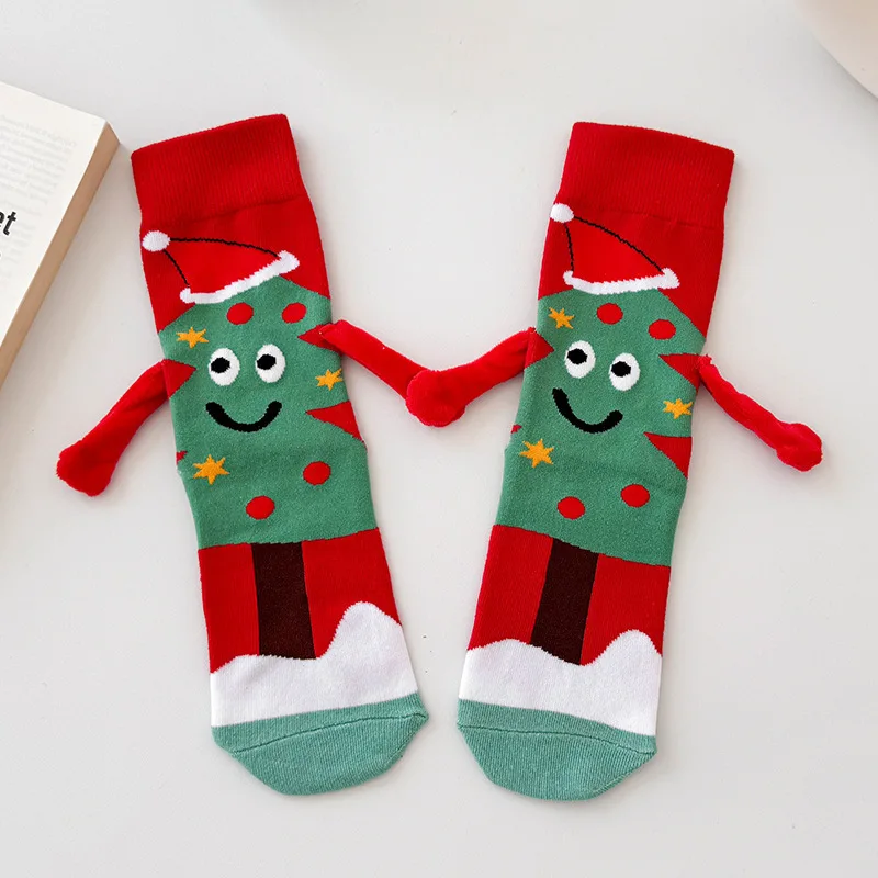 2024 Hot Hand in Hand Socks Cartoon Halloween Socks Christmas Socks Couple Men and Women Mid Tube Gift Long Socks Christmas Gift