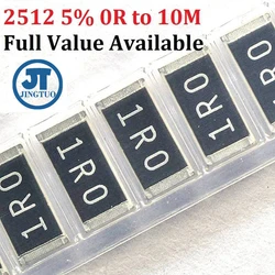 Resistor de chip SMD, 2512 1watt 0R-10M Ohm 100E 1.1 1.2 150 180 200 220 240 270 300 330 470 510 560 620 680 750 820 910K, 20pcs