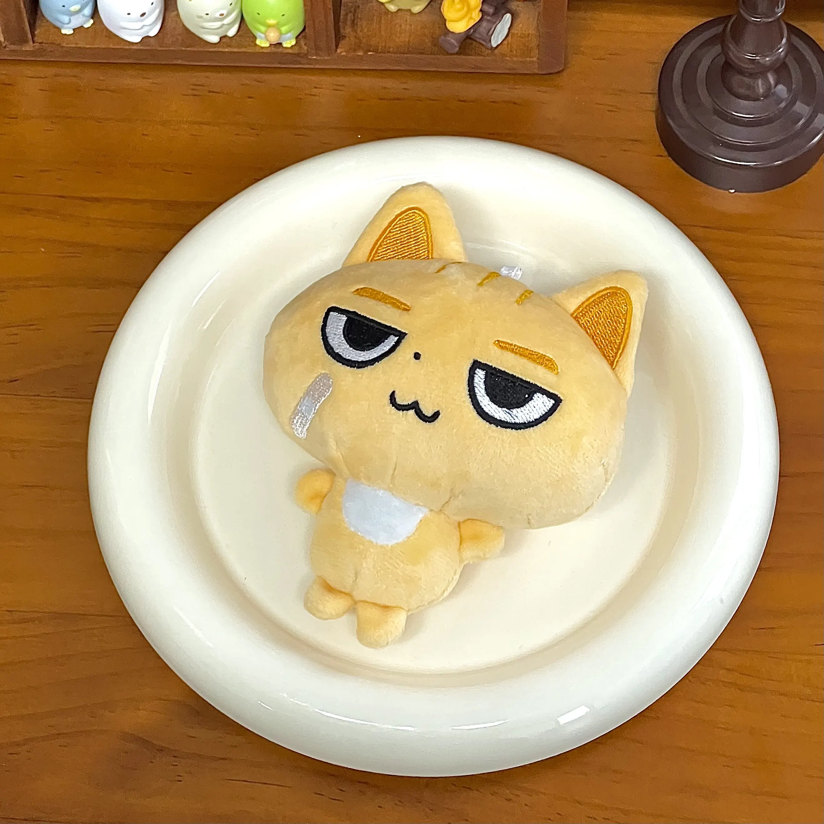 Kawaii Grumpy Zhaoyufan Plush Pendant Soft Yellow Stuffed Doll Keyring Fluffy Bag Hanging Charm Accessory for Backpack Handbag