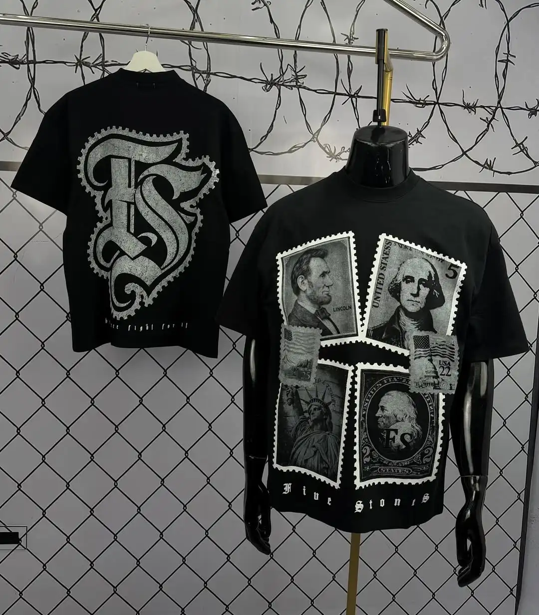 Y2K bedrucktes T-Shirt für Herren, weiß, Retro-Hip-Hop, High-Street, Allround-T-Shirt mit Freiheitsstatue-Muster, Kurzarm-Shirt – Detail 2