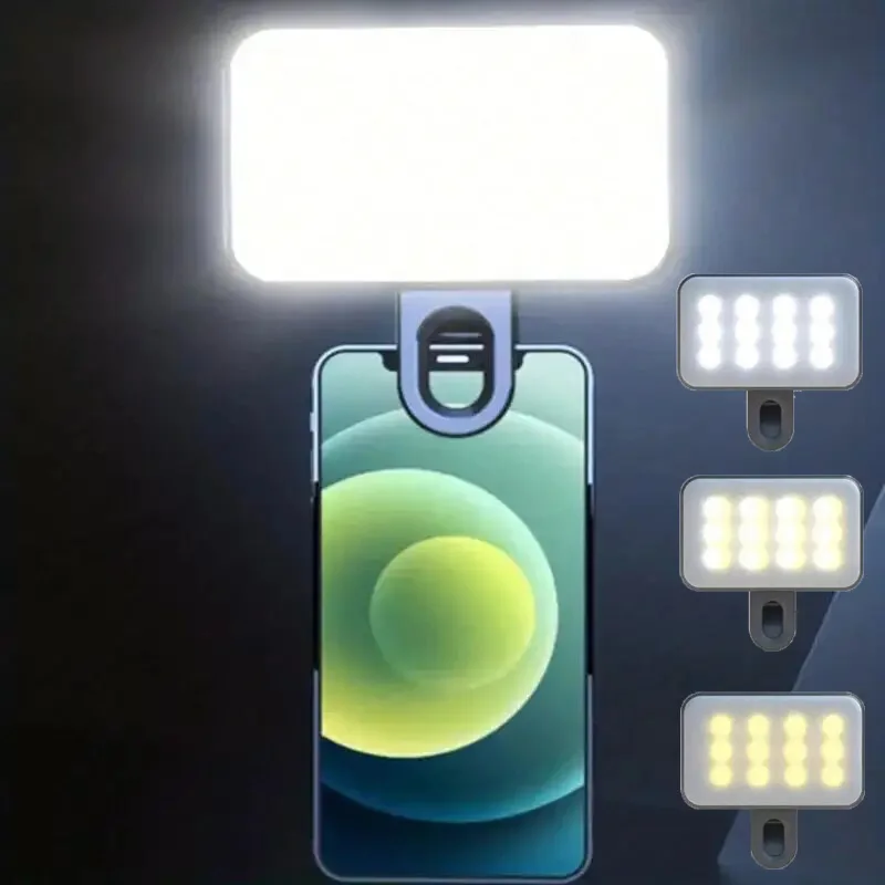 

Portable Mini Selfie Fill Light Rechargeable 3Modes Adjustable Video Conference Fill Light Brightness Clip On For Phone Computer
