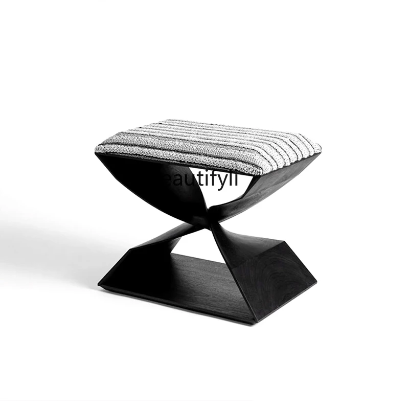 Modern Minimalist Shaped Stainless Steel Hemp Rope Shape Twist Low Stool Sofa Stool Bedroom Hotel Villa