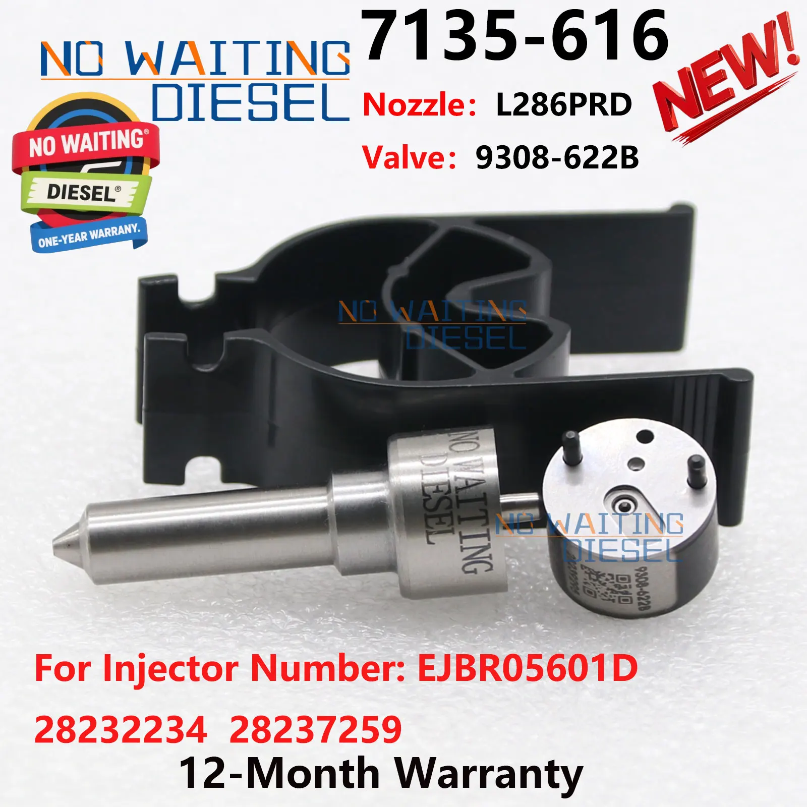 Kits de reparación de inyectores EJBR05601D, válvula de boquilla 7135-616 L286PRD + 9308-622B, inyección 28232234 28237259 para Renault K9K-808 (E8)