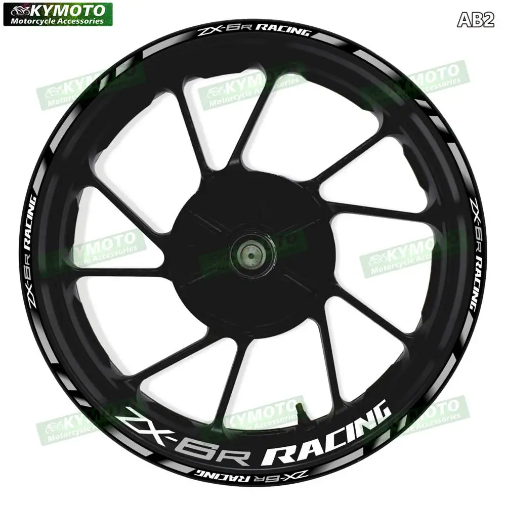 Motorcycle 17 Inch Front And Rear Racing Wheel Stickers Car Reflective Rim Motorbike Hub Tape Decal Sticker For ZX-6R ZX6R
