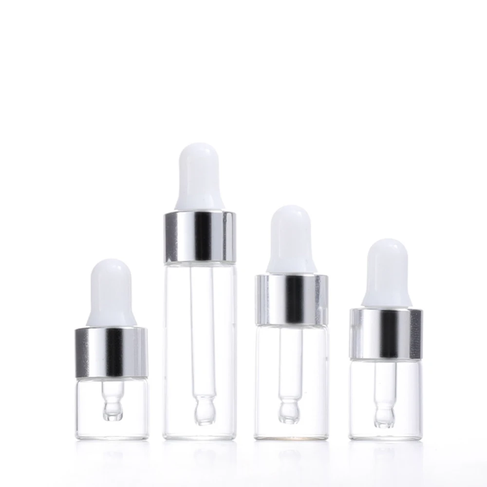 Glass Dropper Bottles 1ml 2ml 3ml 5ml Essential Oil Aromatherapy Bottle Transparent Sample Vial Empty Mini Cosmetic Containers
