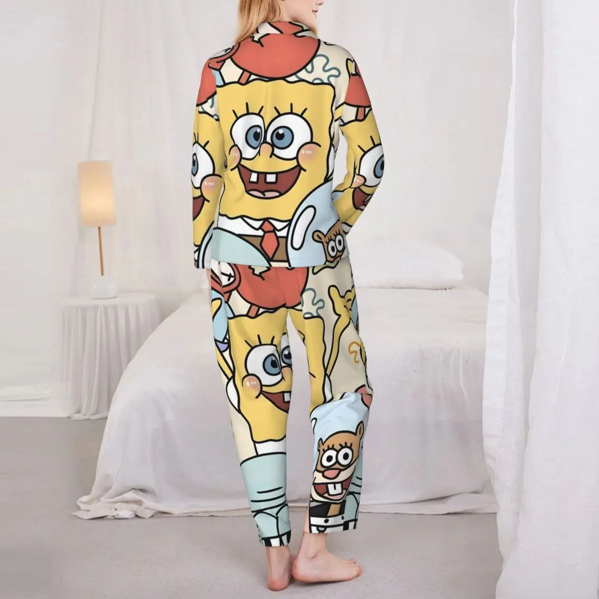 Sponge-Bob Women Pajamas 2 Pieces Set Loungewear pyjama pour femme