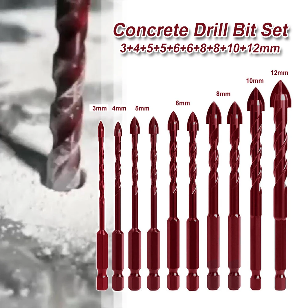 

10pcs Masonry Drill Bits Set For Drilling Glass Tile Wood Mirror Porcelain Brick Wall Marble Power Tools Parts