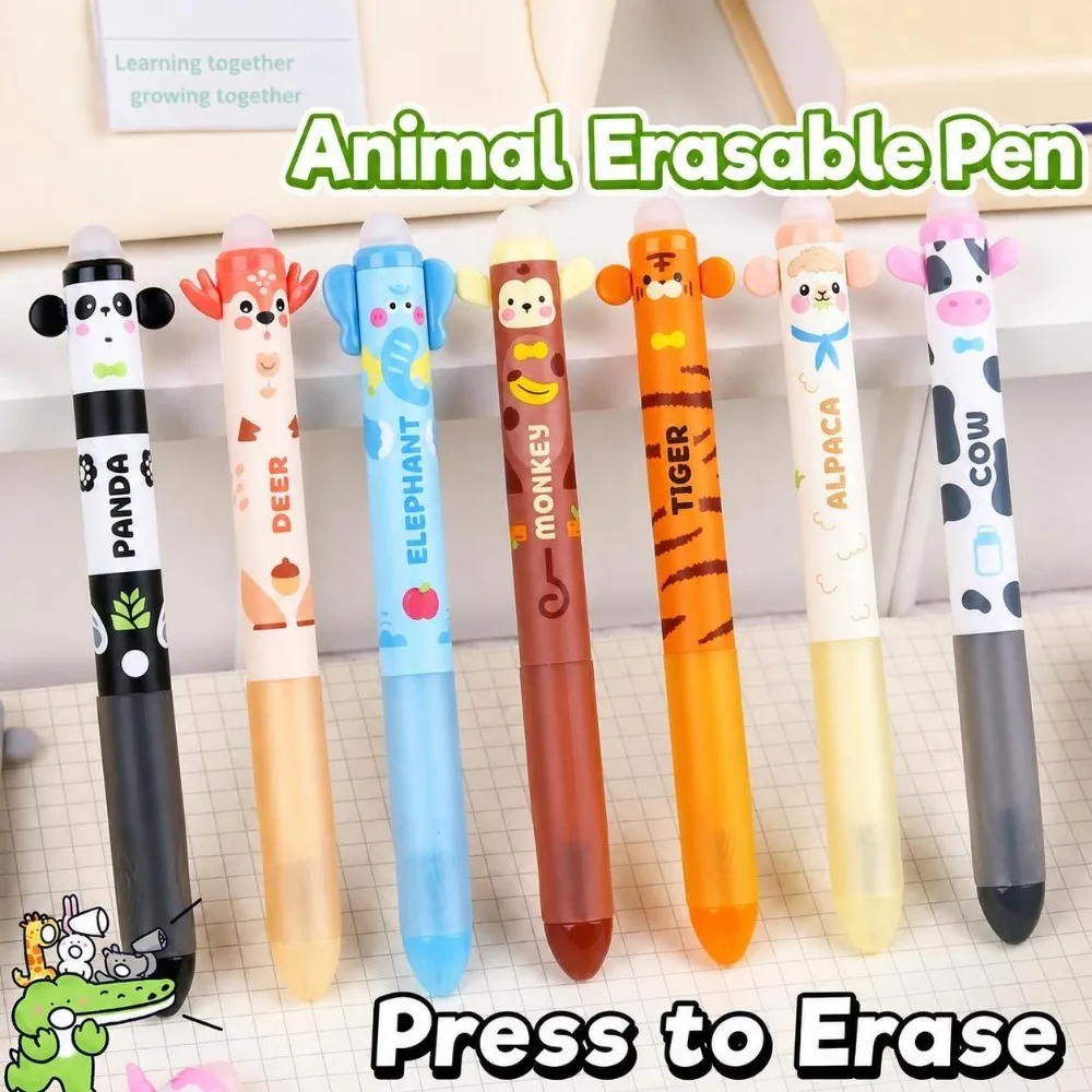 New Plastic Erasable Pen Cute Animal Pattern Blue Ink Gel Pens Erasable Neutral Pens Classroom Use