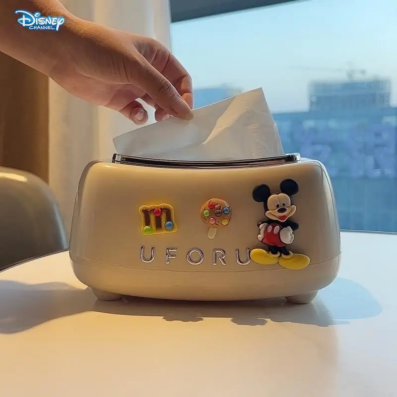 

Disney Mickey Light Luxury Cream Tissue Box Living Room Bedroom Drawer Household Coffee Table Desktop Creative Paper Drawer Box