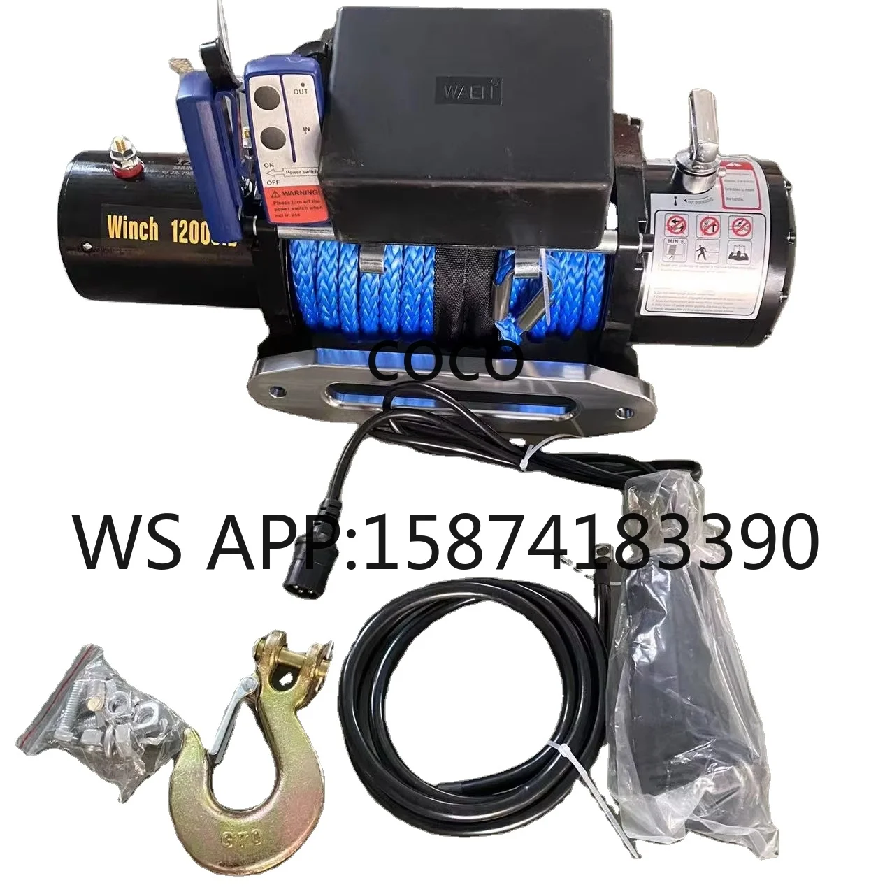 12V Electric Winch 2000-12000 lbs Synthetic Rope Off-Road Winch 20000lb with Electric Clutch Hoist