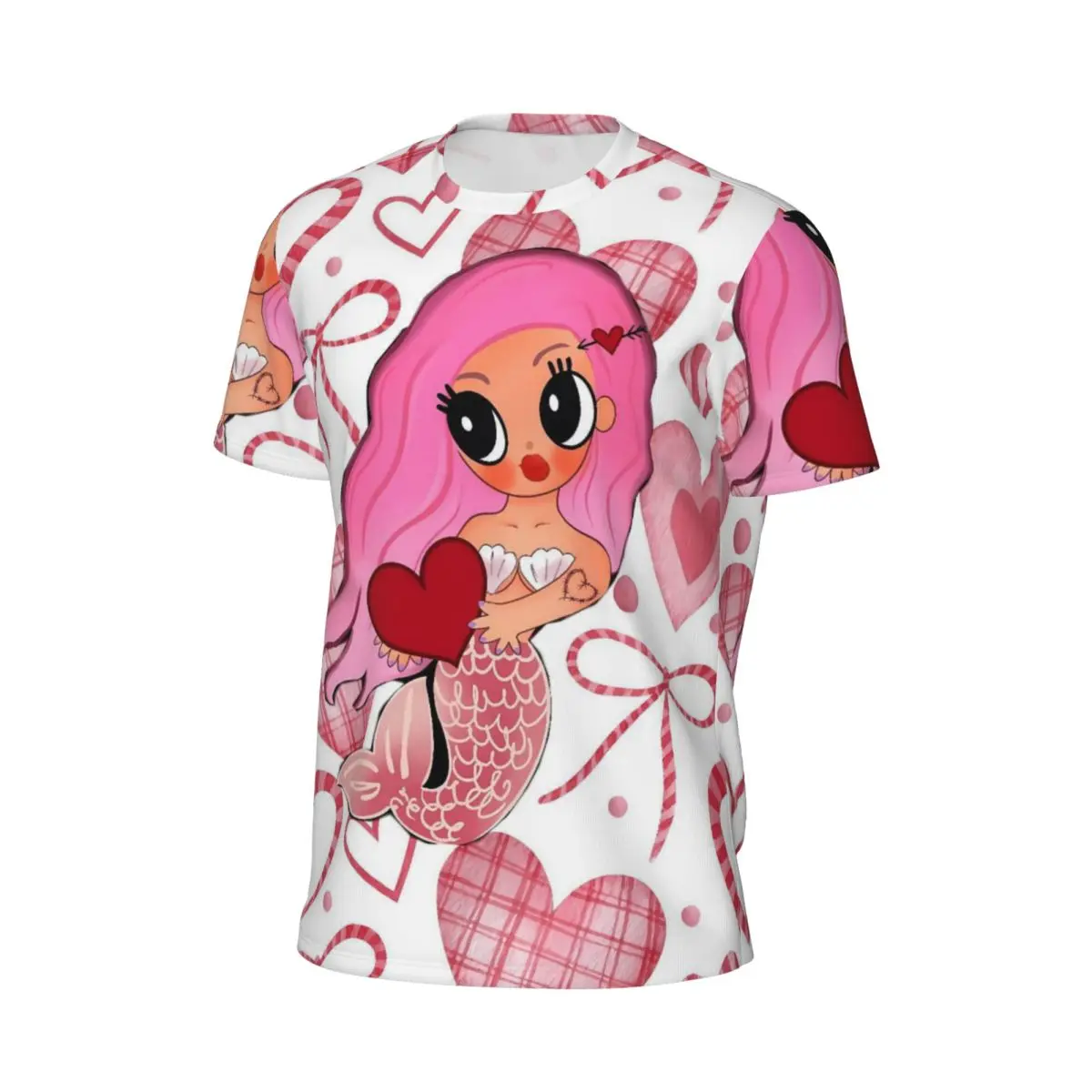 K-Karol G Pink Mermaid Love Pattern Sports T-Shirt Summer Y2K Retro T Shirts Popular Tshirt Mens Graphic Tops Big Size 5XL 6XL
