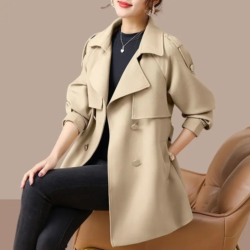 

Популярная британская ветровка, пальто для женщин, новинка 2026, весенне-осенняя короткая куртка, длинная верхняя одежда, темпераментный джокер, верхняя одежда, женская