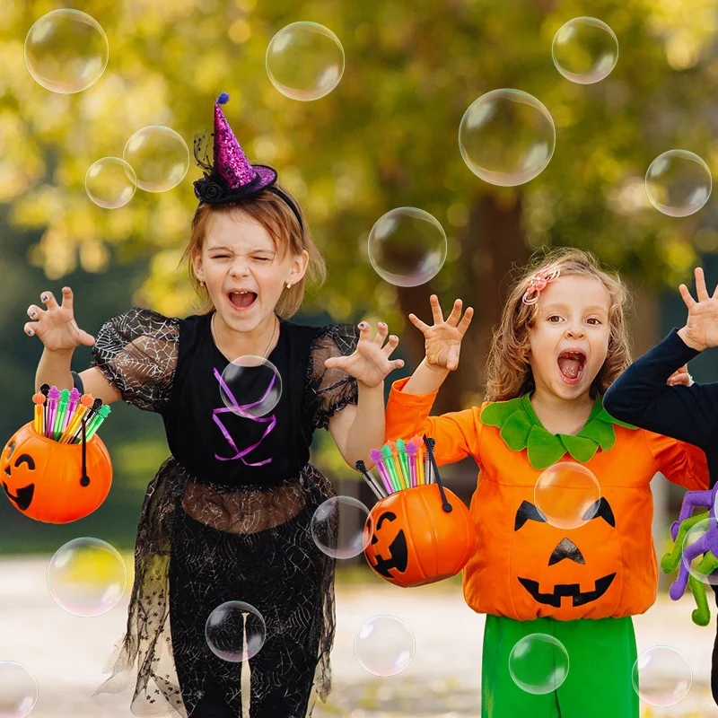 12/24Pcs Halloween Empty Bubble Soap Bottles Tube Skull Ghost Pumpkin Bubble Wands Halloween Party Trick or Treat Favors Decor view 6