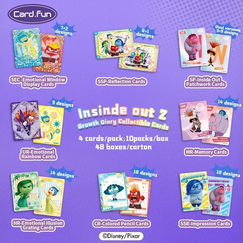 10 Packs CARDFUN Inside Out 2 Cards Official Anime TCG CCG Collectible Card Game Trading Cards Hobby Gifts Toys